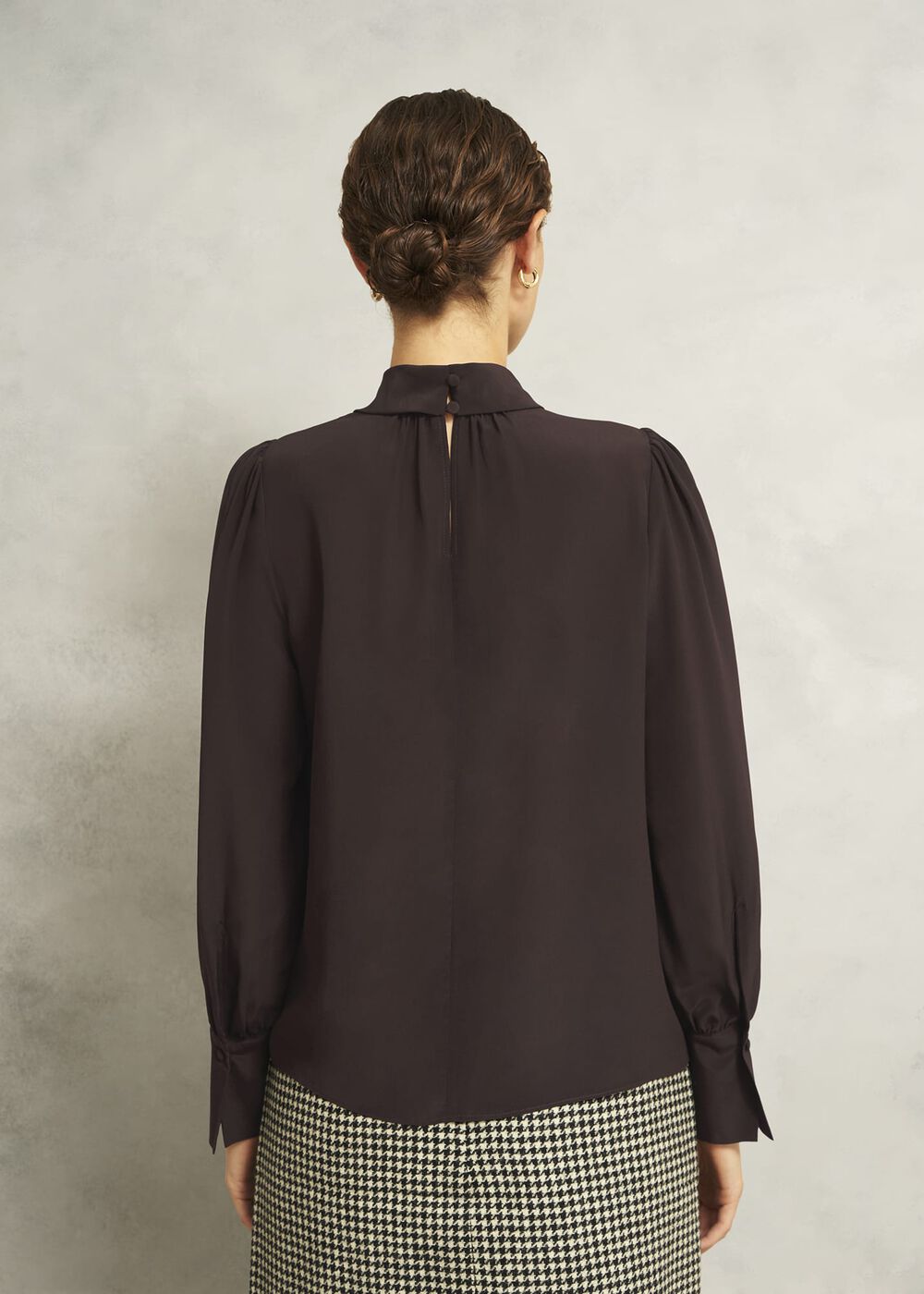 Debby Silk Blouse, Deep Brown, hi-res