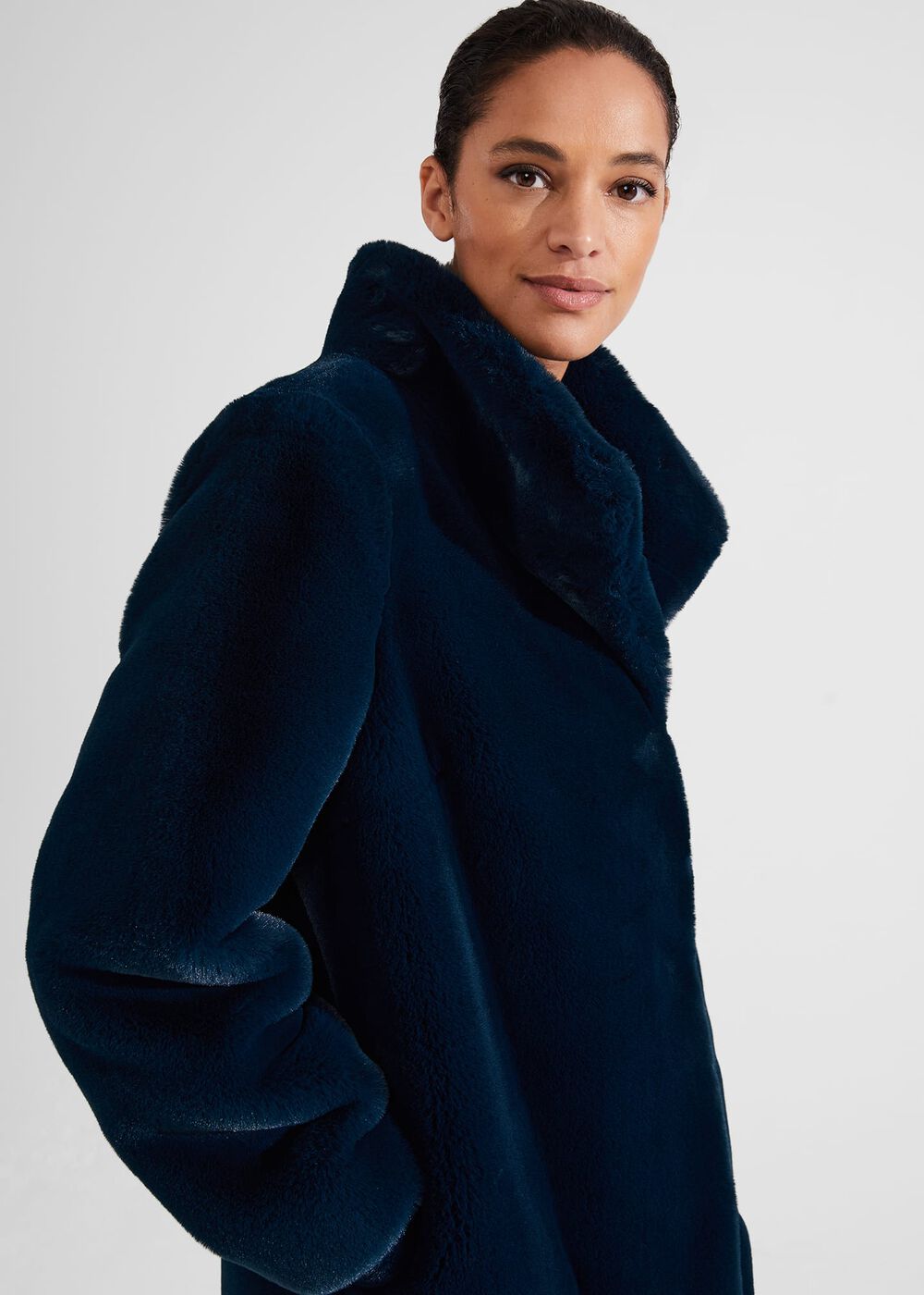 Petite Maddox Faux Fur Coat, Steel Blue, hi-res