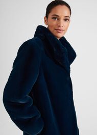 Petite Maddox Faux Fur Coat, Steel Blue, hi-res