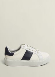 Sutton Canvas Leather Trainers, Natural Navy, hi-res