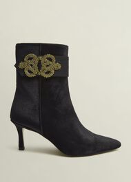 Keston Embellished Velvet Ankle Boots, Black, hi-res