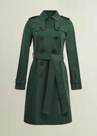 Petite Saskia Shower Resistant Trench Coat, Bay Green, hi-res