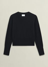 Black Tresco Wool Cashmere Crew Neck Knitted Jumper, Black, hi-res