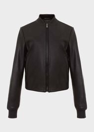 Lindley Leather Bomber Jacket, Black, hi-res
