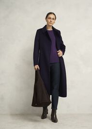 Mandy Wool Blend Crew Neck Knitted Jumper, Fig Purple, hi-res