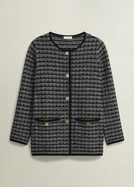 Dita Knitted Coatigan, Black Ivory, hi-res