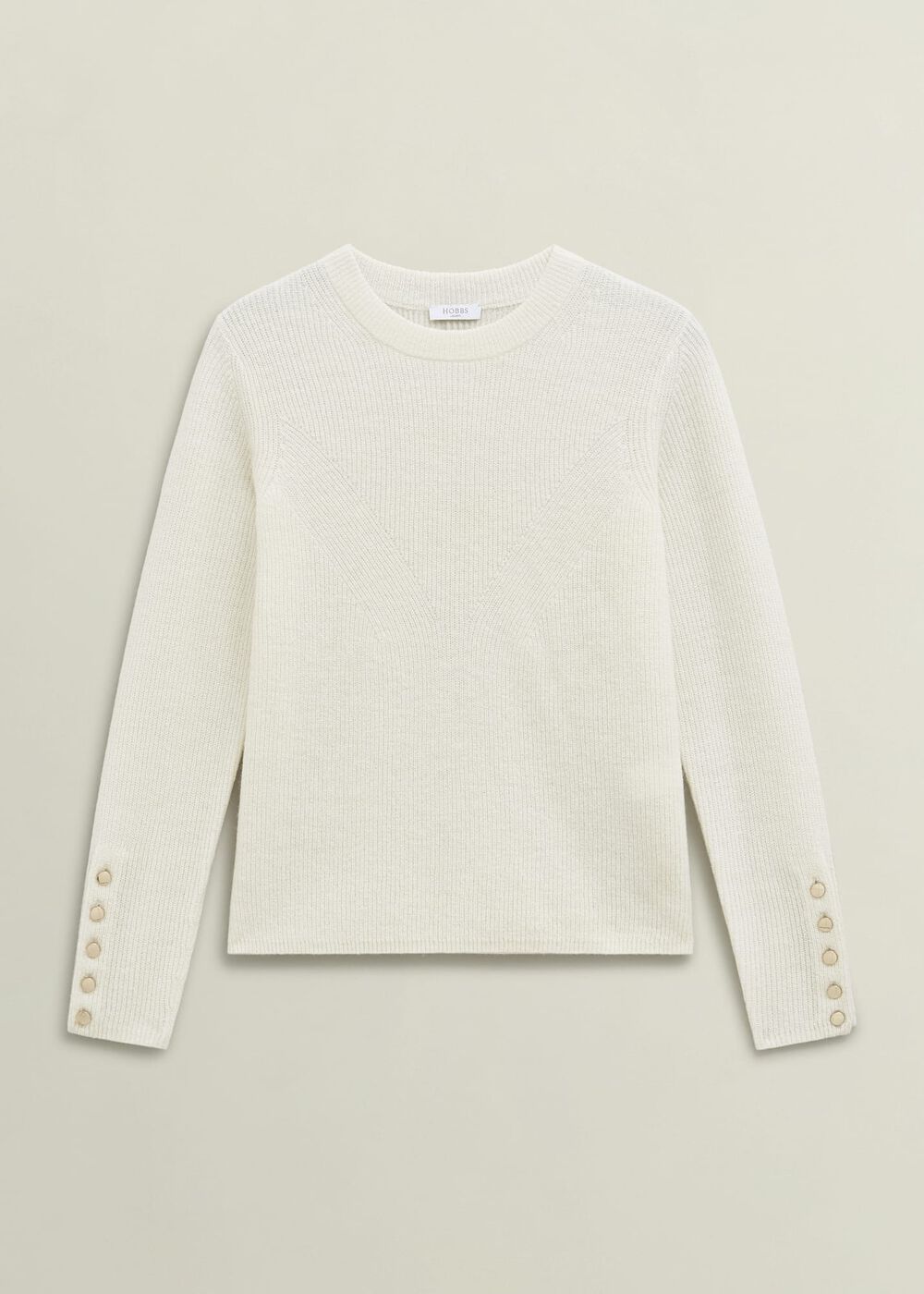 Ivory Jasmina Ribbed Crew Neck Sweater, Warm Ivory, hi-res