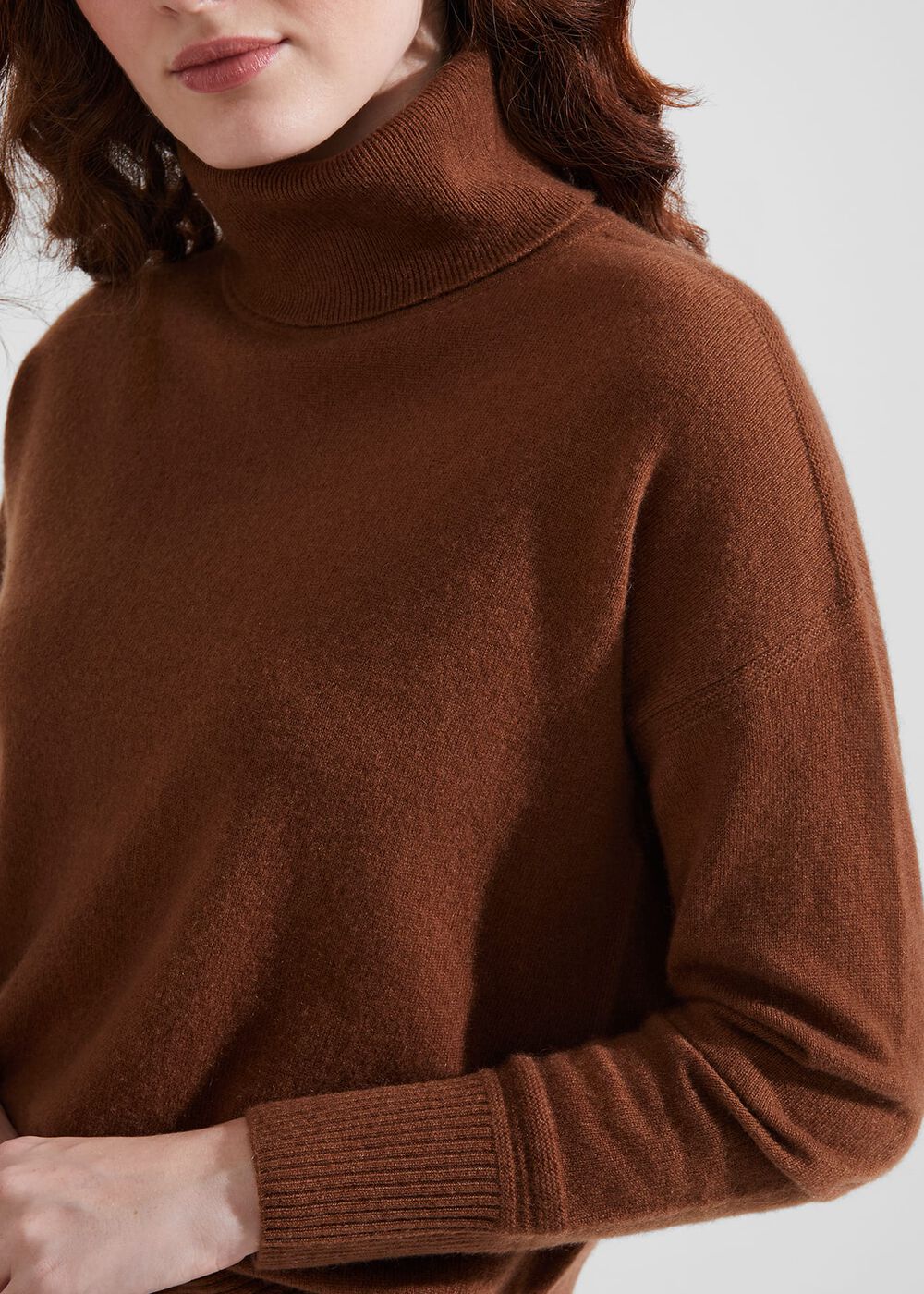 Delora Cashmere Roll Neck Sweater, Hobbs Vicuna, hi-res