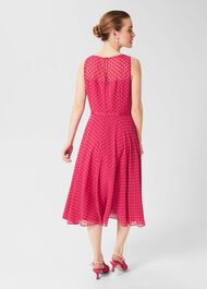 Petite Della Spot Fit And Flare Dress, Fuchsia Pink, hi-res