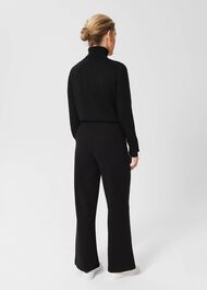Petite Pippa Jersey Wide Leg Trousers, Black, hi-res