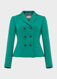 Beatrice Double Breasted Jacket, Jade Green, hi-res
