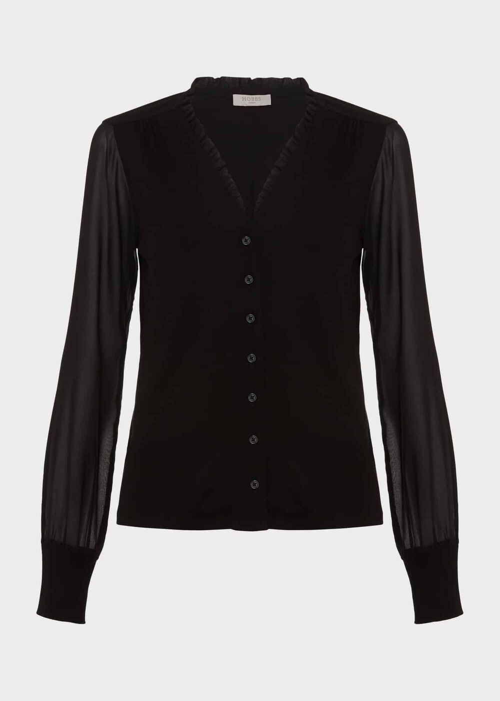 Talisa Frill Neck Top, Black, hi-res