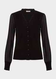 Talisa Frill Neck Top, Black, hi-res