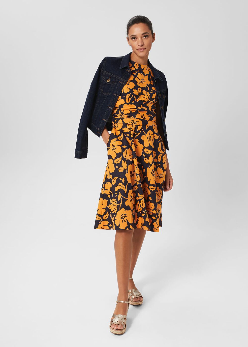 Petite Twitchill Dress, Navy Orange, hi-res