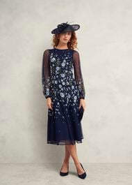 Petite Lois Embroidered Dress, Midnight Multi, hi-res