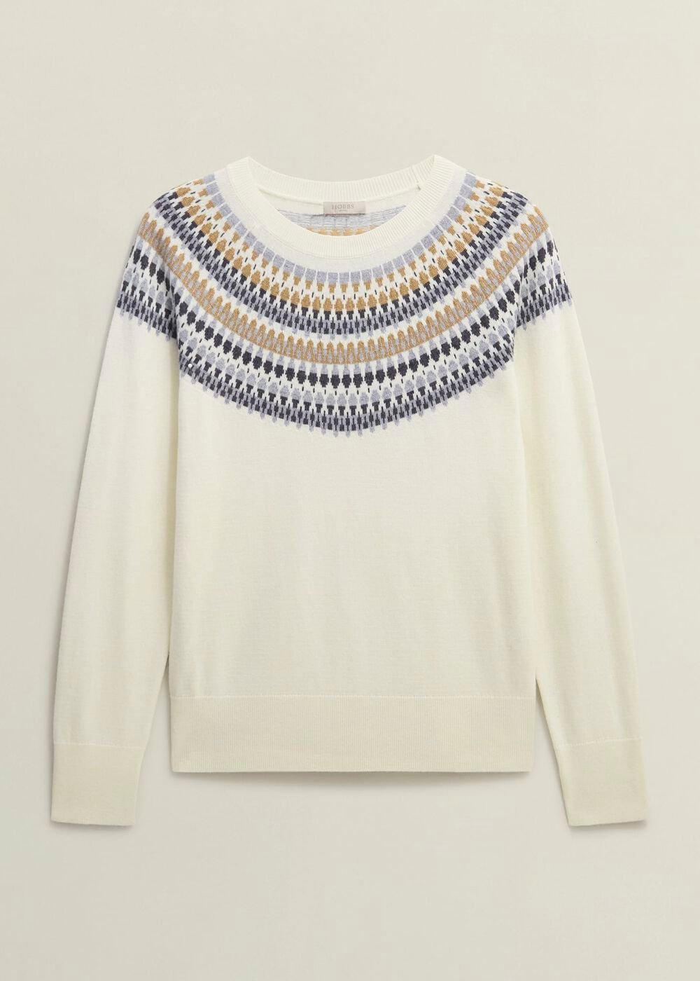 Greta Fairisle Sweater With Cashmere, Ivory Multi, hi-res