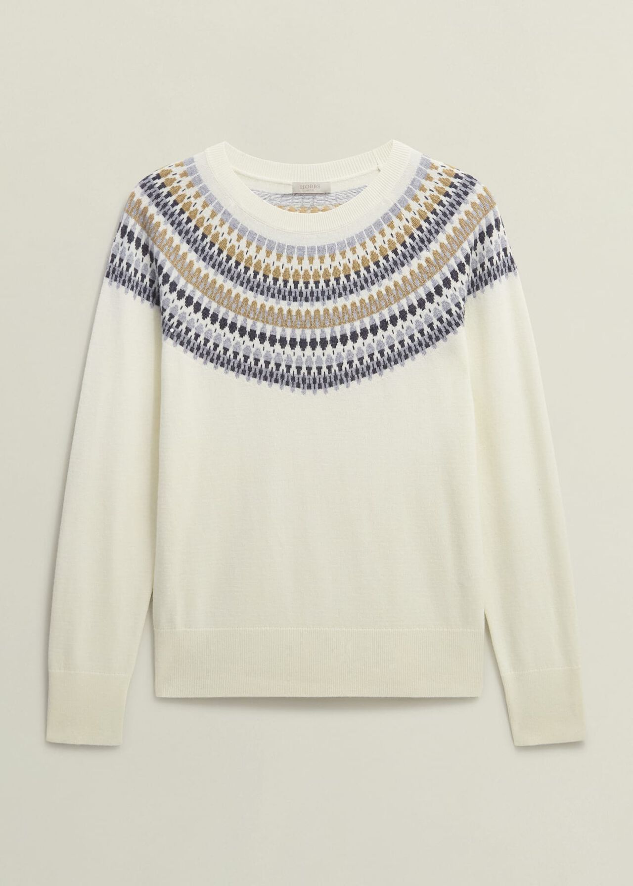 Greta Fairisle Sweater With Cashmere, Ivory Multi, hi-res