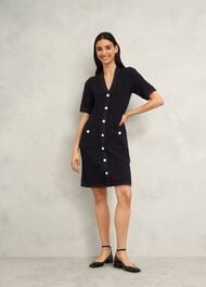 Tatton Cotton Blend Knitted Dress, Black, hi-res
