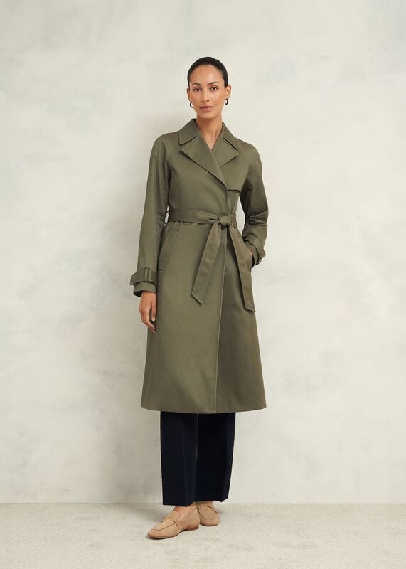 Rhian Shower Resistant Trench Coat, Olive Green Rhian Shower Resistant Trench Coat
