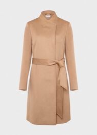 Ada Wool Wrap Coat, Camel, hi-res