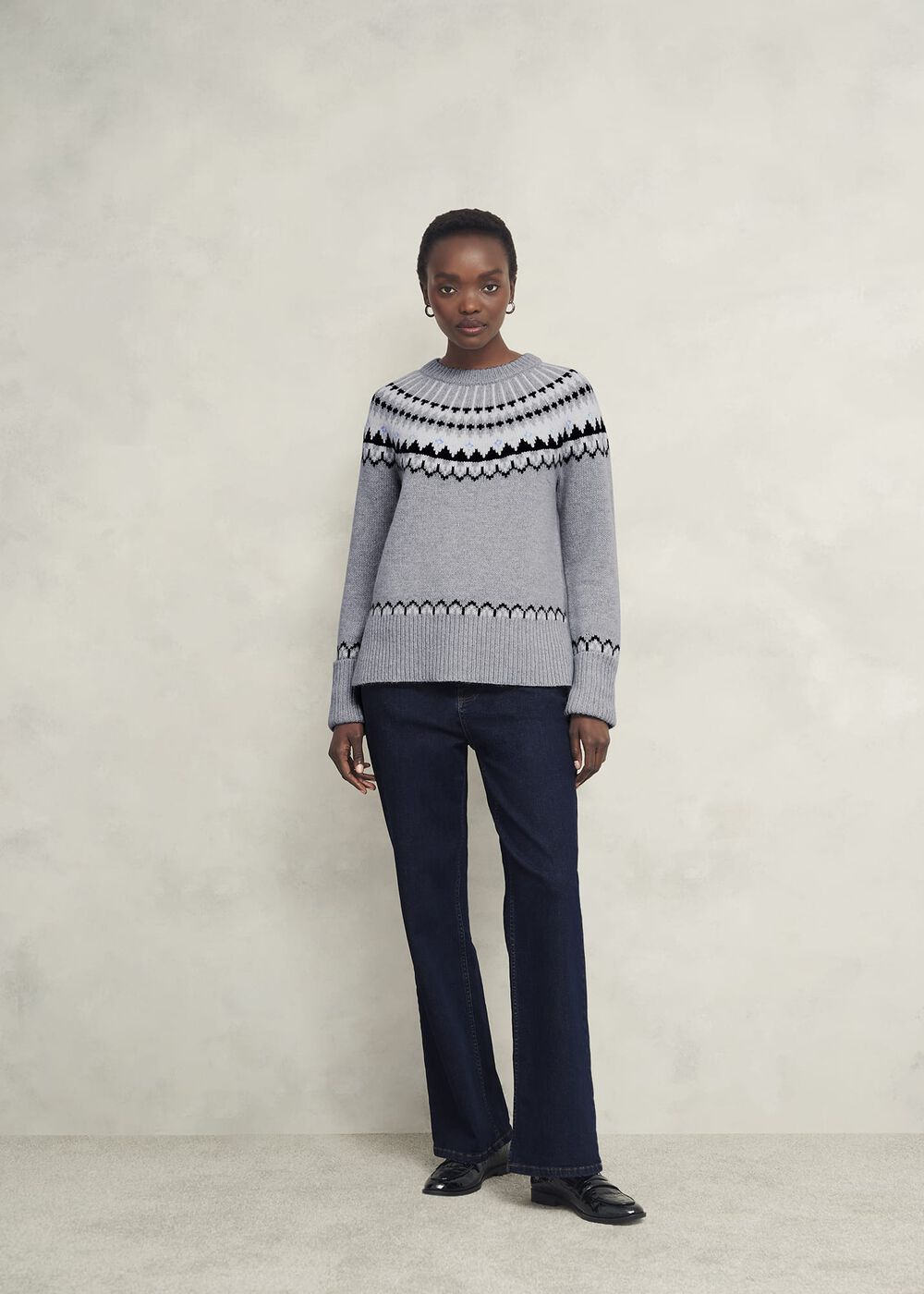 Anya Fairisle Sweater With Alpaca, Mid Grey Marl, hi-res
