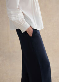 Petite Alessia Linen Wide Pants, Navy, hi-res