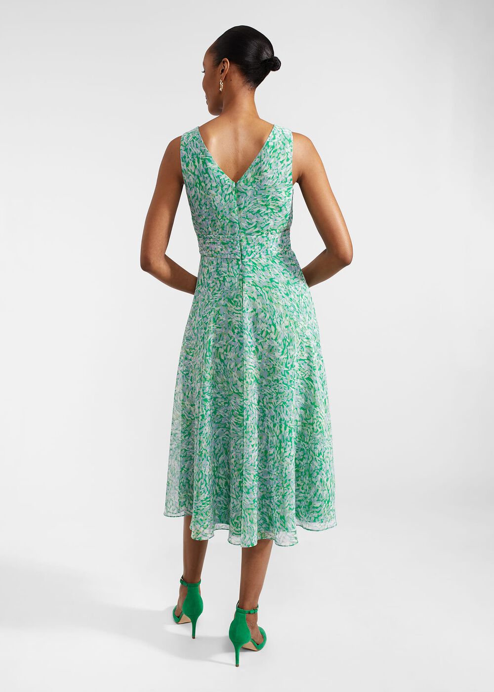 Jess Fit And Flare Dress, Green Multi, hi-res