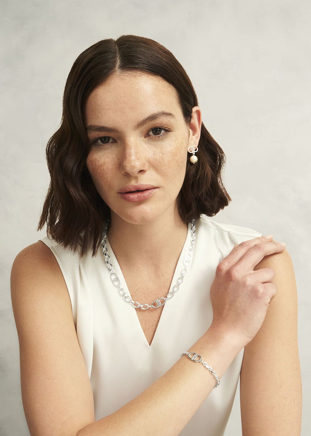 Bette Chain Silver Plated Necklace, Silver, hi-res