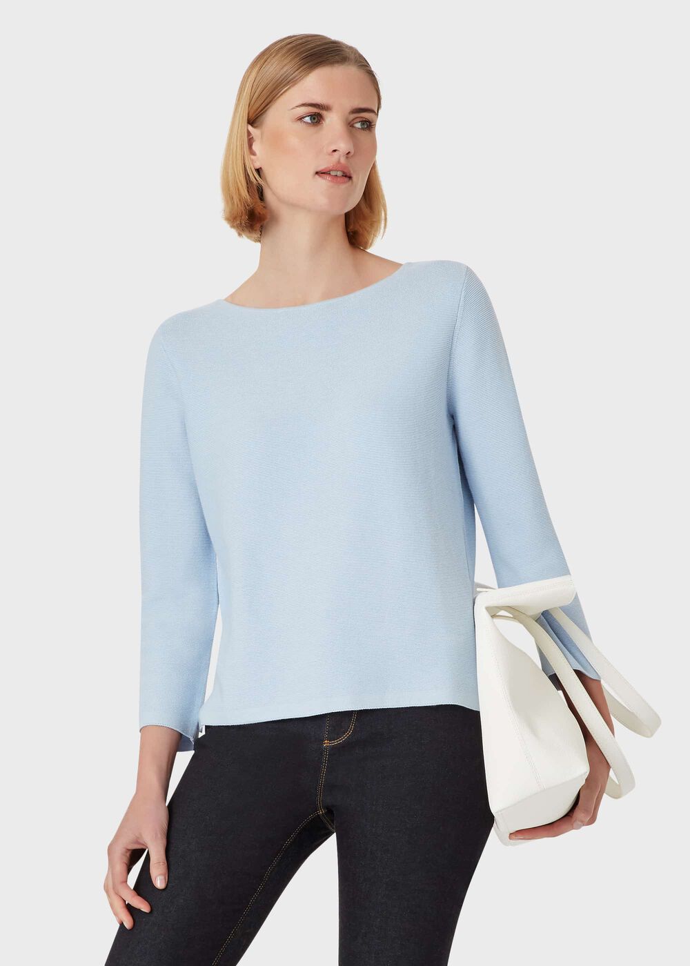 Beatrice Cotton Jumper, Cornflower Blue, hi-res