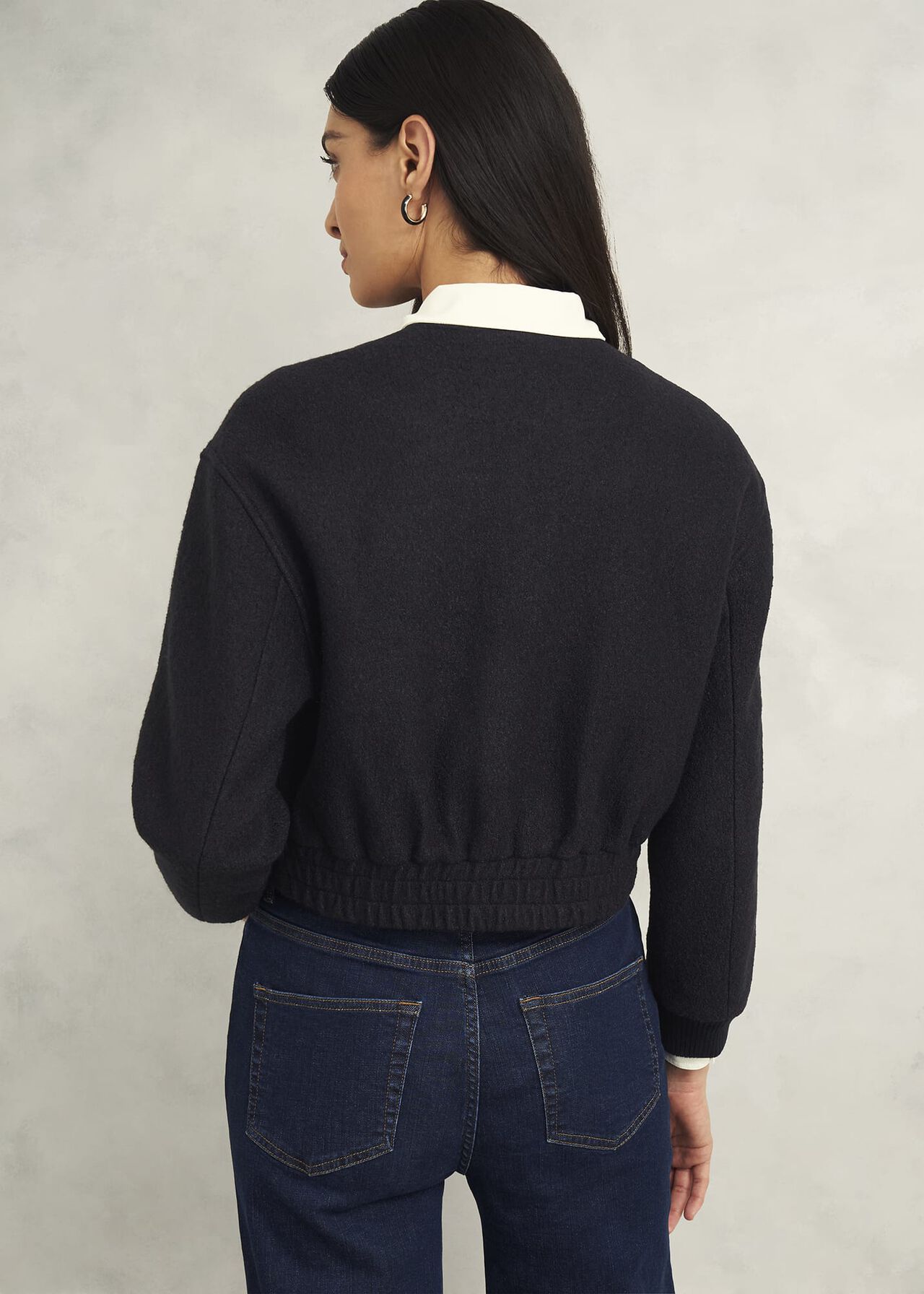 Elsham Bomber Jacket With Wool, Black, hi-res