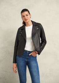 Darby Leather Jacket, Black, hi-res