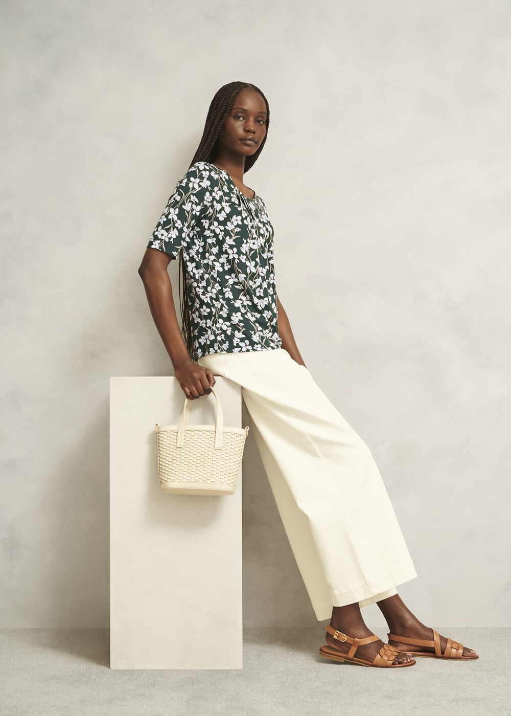 Jacqueline Print Top, Green Ivory, hi-res