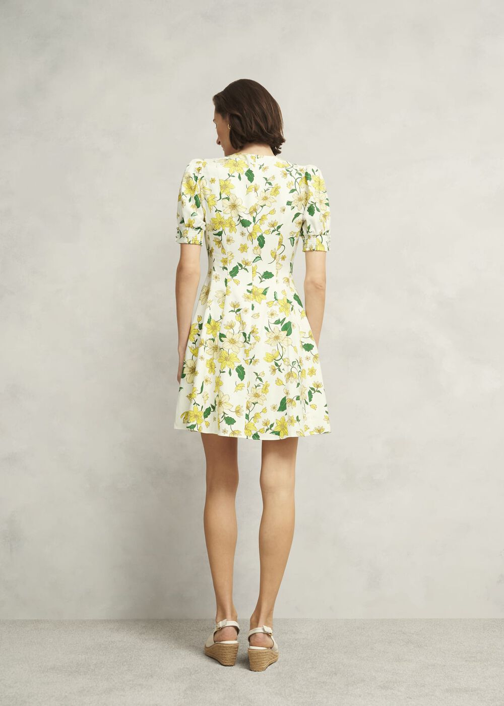 Coniston Floral Linen Blend Mini Dress, Ivory Multi, hi-res