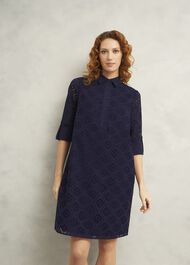 Petite Marcia Broderie Dress, True Navy, hi-res