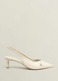 Serena Leather Slingbacks, Buttercream, hi-res