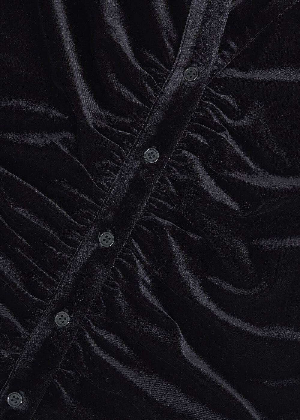 Hattie Velvet Ruched Button Front Top, Black, hi-res