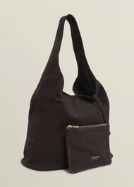 Blakely Suede Shoulder Bag, Deep Brown, hi-res