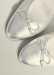 Priya Leather Ballerina, Silver Metallic, hi-res