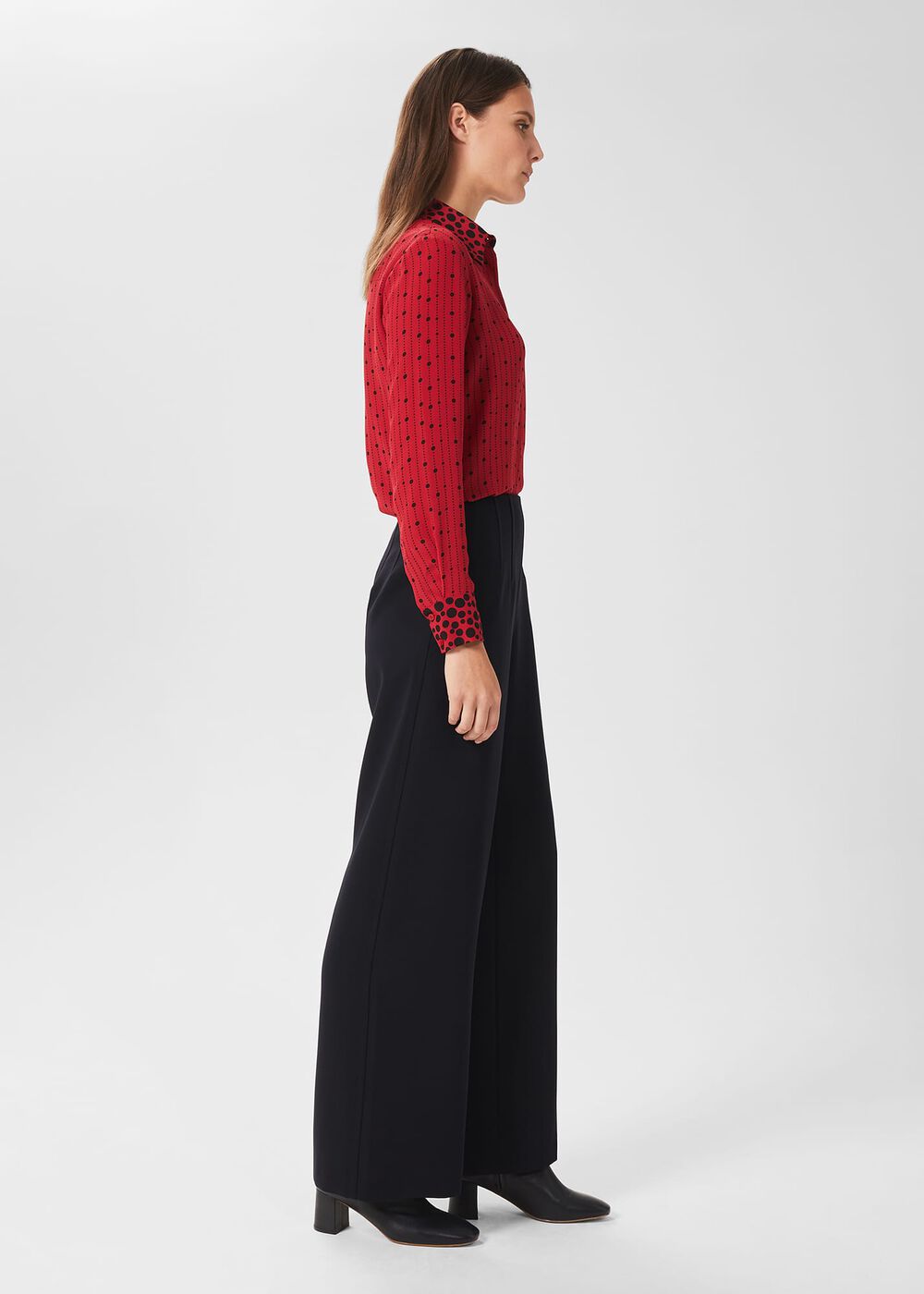 Jaya Wide Leg Trousers, Navy Blue, hi-res