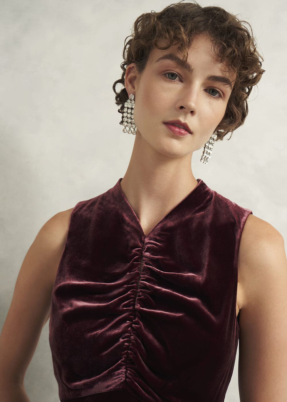 Isleworth Velvet Dress With Silk, Cocoa Brown, hi-res