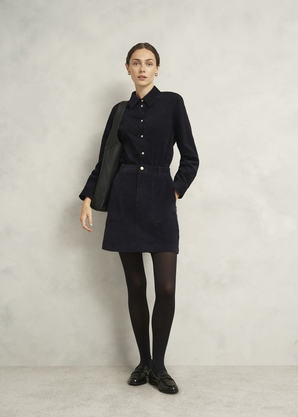 60-Denier Opaque Navy Tights, Black, hi-res