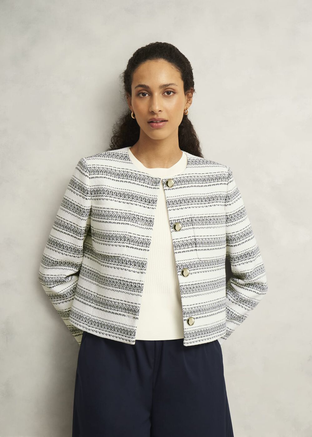 Longcross Jacket, Ivory Navy, hi-res