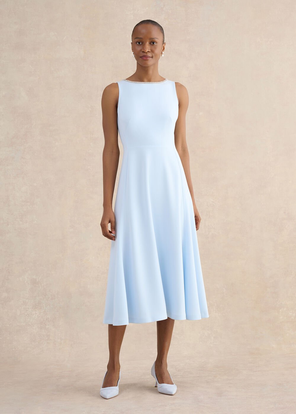 Beatrix Embellished Trimmed Dress, Pale Blue, hi-res