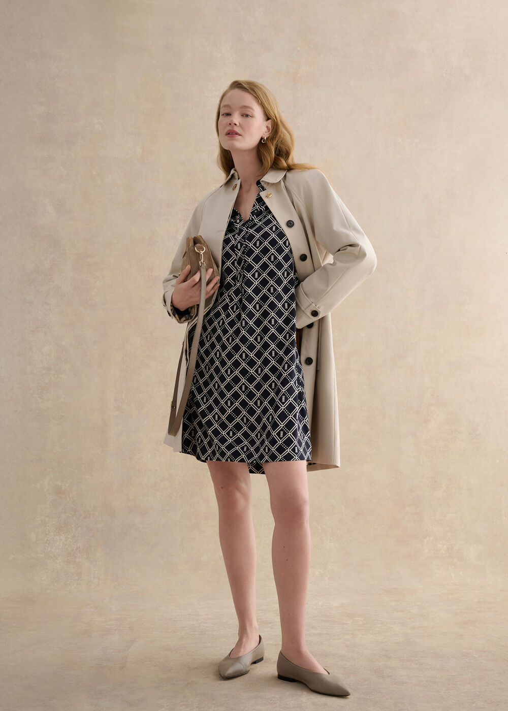 Marlena Dress, Navy Cream, hi-res