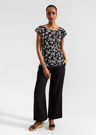 Nessie Printed Top, Black Ivory, hi-res