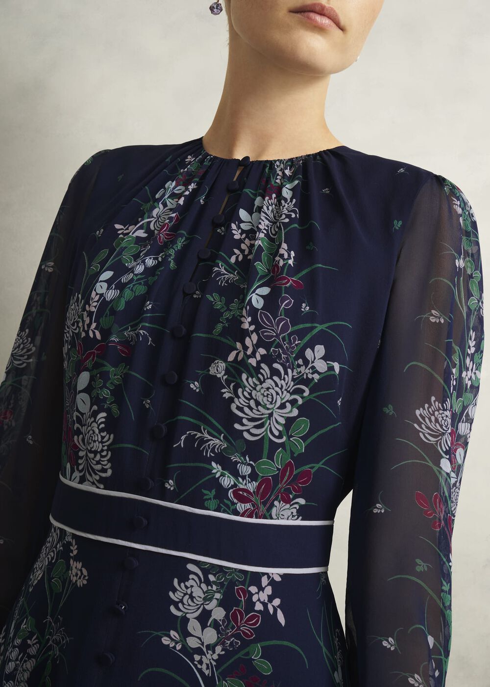 Sia Floral Silk Dress, Midnight Multi, hi-res