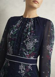 Sia Floral Silk Dress, Midnight Multi, hi-res