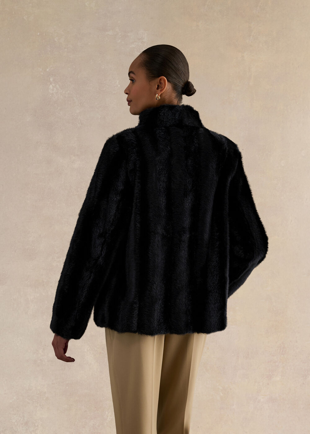 Misha Faux Fur Coat, Black, hi-res