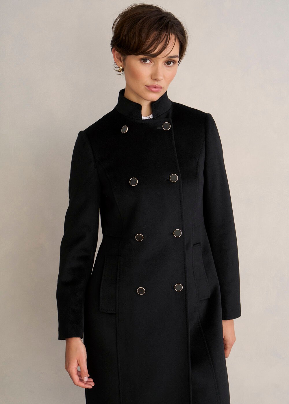 Selina Wool Coat, Black, hi-res