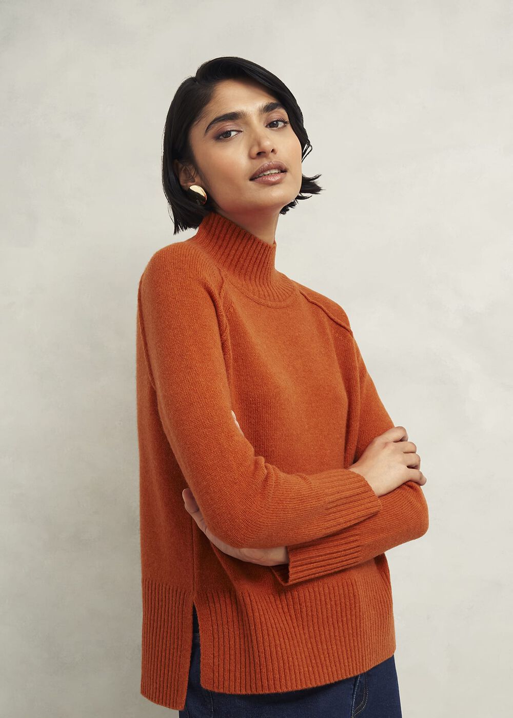 Lorraine Wool Blend Sweater, Burnt Orange, hi-res